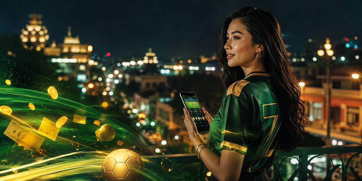Seorang pengguna menerima bonus cashback melalui platform taruhan online di malam hari